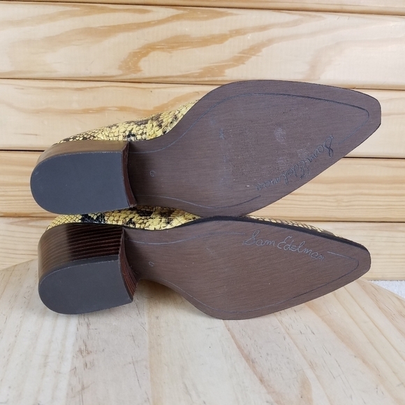 Leather Snake Print Western Ankle Boots 6 US Booties Slip-on NEW Sam Edelman - Picture 5 of 10